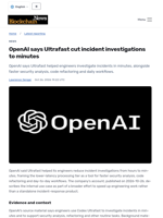 OpenAI says Ultrafast cut incident investigations to minutes - Blockchain.News