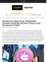 Whales Are Watching: PENGUINA Presale Could Be the Next Pepe-Level Breakout of 2025
