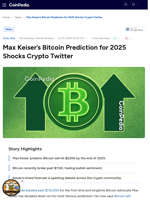 Max Keiser's Bitcoin Prediction for 2025 Shocks Crypto Twitter