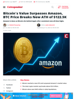 Bitcoin Breaks $122.5K, Overtakes Amazon in Value