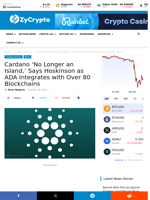 Cardano 'No Longer an Island,' Says Hoskinson as ADA Integrates with Over 80 Blockchains ⋆ ZyCrypto
