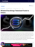 WisdomTree Brings Tokenized Funds to Solana