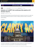 Debate on CLARITY Act Continues this Week as US Senate Returns
