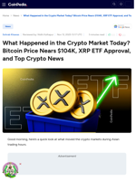 What Happened in the Crypto Market Today? Bitcoin Price Nears $104K, XRP ETF Approval, and Top Crypto News