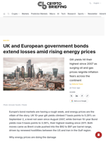 UK and European government bonds extend losses amid rising energy prices