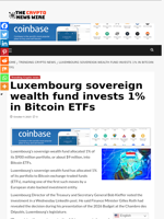 Luxembourg sovereign wealth fund invests 1% in Bitcoin ETFs - The Crypto News Wire