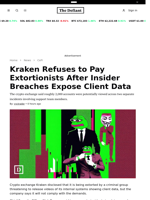 Kraken Refuses to Pay Extortionists After Insider Breaches Expose Client Data - 