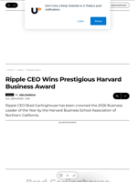 Ripple CEO Wins Prestigious Harvard Business Award - U.Today
