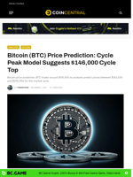 Bitcoin (BTC) Price Prediction: Cycle Peak Model Suggests
$146,000 Cycle Top