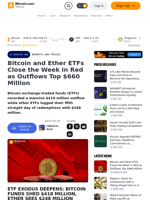 Bitcoin and Ether ETFs Close the Week in Red as Outflows Top $660 Million – Markets and Prices Bitcoin News