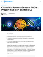 Chainlink Powers General TAO's Project Rubicon on Base L2
