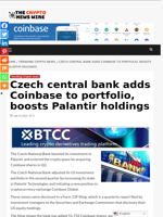 Czech central bank adds Coinbase to portfolio, boosts Palantir holdings - The Crypto News Wire