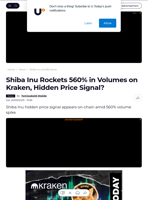 Shiba Inu Rockets 560% in Volumes on Kraken, Hidden Price Signal? - U.Today