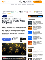 Institutional Flows Return to Crypto After CPI Jitters – Crypto News Bitcoin News