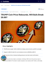 TRUMP Coin Price Rebounds, Will Bulls Break $8.88?