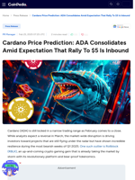 Cardano Price Prediction: ADA Consolidates Amid Expectation That Rally To $5 Is Inbound