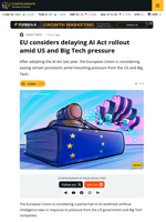 EU Considers AI Act Pause But Upholds Policy Goals