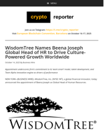 WisdomTree Names Beena Joseph Global Head of HR to Drive Culture-Powered Growth Worldwide