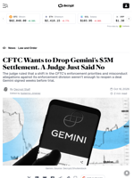 CFTC Wants to Drop Gemini’s $5M Settlement. A Judge Just Said No - Decrypt