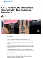 CFTC Forms CEO Innovation Council with Exchange Members