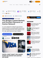 Visa Bridges Capital Markets and Onchain Payments on Canton Network – Crypto News Bitcoin News