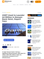 USDT Used to Launder $4 Million in Kenyan Bank Heist, Report Says – News Bytes Bitcoin News