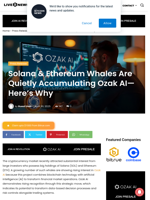 Solana & Ethereum Whales Are Quietly Accumulating Ozak AI—Here's Why | Live Bitcoin News