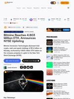 Bitmine Reaches 4.803 Million ETH, Announces NYSE Uplisting – Crypto News Bitcoin News