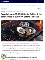 Experts Load a $0.035 Altcoin, Calling It the Best Crypto to Buy Now Before Year-End