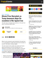 Bitcoin Price Skyrockets as Trump Announces Major De-escalation in War Against Iran