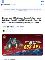 Bitcoin and XRP Already Surged? Just Hours Left in APEMARS ($APRZ) Stage 7 – Grab the Best Crypto to Buy Today with 9,763% ROI: Guest Post by Times Tabloid | CoinMarketCap