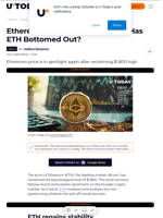Ethereum Price Reclaims $1,800, Has ETH Bottomed Out?