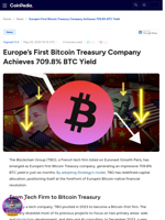 Europe’s First Bitcoin Treasury Company Achieves 709.8% BTC Yield