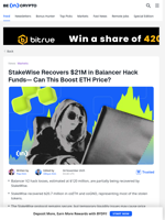 StakeWise Recovers $21M in Balancer Hack Funds— Can This Boost ETH Price? - BeInCrypto