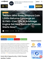 Traders Who Rode Binance Coin 1,000x Returns Converge on $LYNO—Can This AI Arbitrage Engine Set New Records? Presale Starts Now!” | Live Bitcoin News