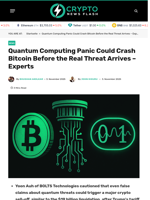 Quantum Computing Panic Could Crash Bitcoin Before the Real Threat Arrives - Experts - Crypto News Flash