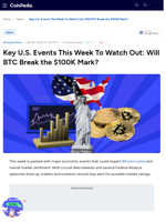 Key U.S. Events This Week To Watch Out: Will BTC Break the $100K Mark?