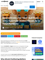 Best Altcoins for Next Bull Run: Why Noomez ($NNZ) Must Be in Your Portfolio | Live Bitcoin News