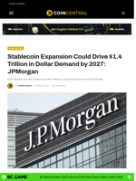 Stablecoin Expansion Could Drive $1.4 Trillion in Dollar Demand by 2027: JPMorgan