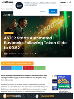 Aster News: ASTER Starts Automated Buybacks Following Token Slide to $0.62 | Live Bitcoin News