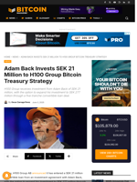 Adam Back Invests SEK 21 Million To H100 Group Bitcoin Treasury Strategy