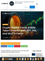 Crypto Token Unlocks Put APT SOL WLD in Focus