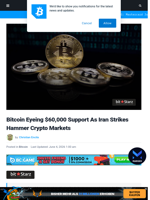Bitcoin Eyeing $60,000 Support As Iran Strikes Hammer Crypto Markets