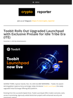 Toobit Rolls Out Upgraded Launchpad with Exclusive Presale for Idle Tribe Era (ITE)
