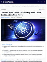 Cardano Price Drops 3%: One Key Zone Could Decide ADA’s Next Move