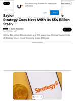 Saylor Drops Bitcoin Teaser: Where Strategy Goes Next With Its $54 Billion Stash - U.Today