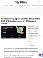 PancakeSwap open-sources AI agent for ERC-8183 settlements on BNB Agent Studio