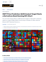 MSFT Price Prediction: $630 Analyst Target Meets a Derivatives Book Running 55% Short - Blockchain.News