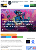 Can Cardano Price Break Past $1 In September Or Will Investors Chase 150x With LBRETT? | Live Bitcoin News