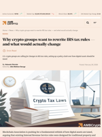 Why crypto groups want to rewrite IRS tax rules — and what would actually change - AMBCrypto